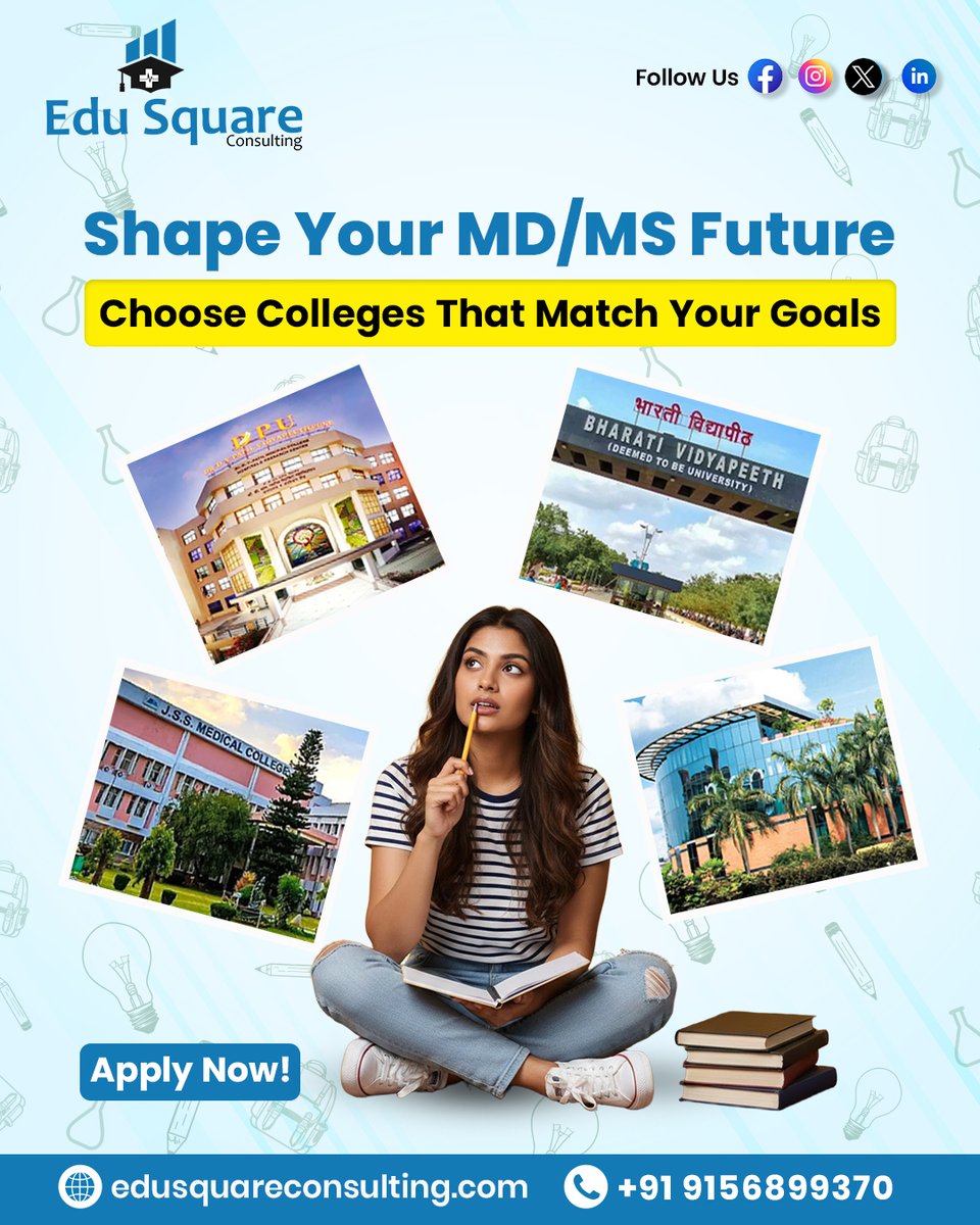 EduSquare298071's tweet photo. Shape your MD/MS future with the right decisions today.
Choose colleges that align with your career goals, aspirations, and long-term success in medicine. 🎓
Apply Now!
#MDMSAdmissions #MedicalCareer #FutureDoctor #PGMedical #MedicalEducation #CareerInMedicine #EduSquare https://t.co/ktzAPYutwa