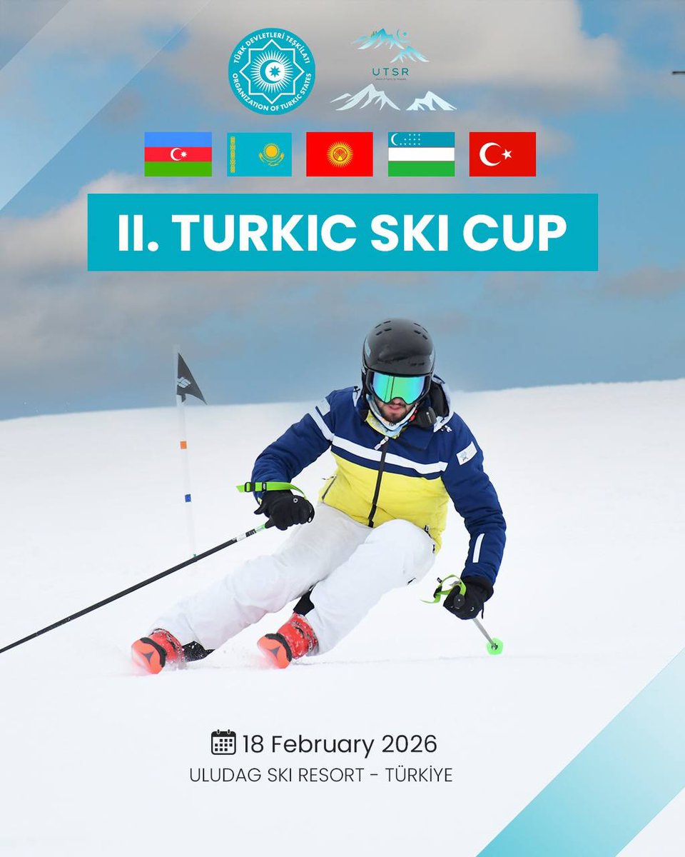 The Organization of Turkic States (OTS) is pleased to announce the 2nd Turkic Ski Cup, to be held on 18 February 2026 at Uludağ Mountain Resort, Türkiye.
➡️ Read more: turkicstates.org/en/news/2nd-tu…

🇦🇿 Türk Dövlətləri Təşkilatı (TDT) 18 fevral 2026-cı il tarixində Türkiyənin Uludağ Dağ