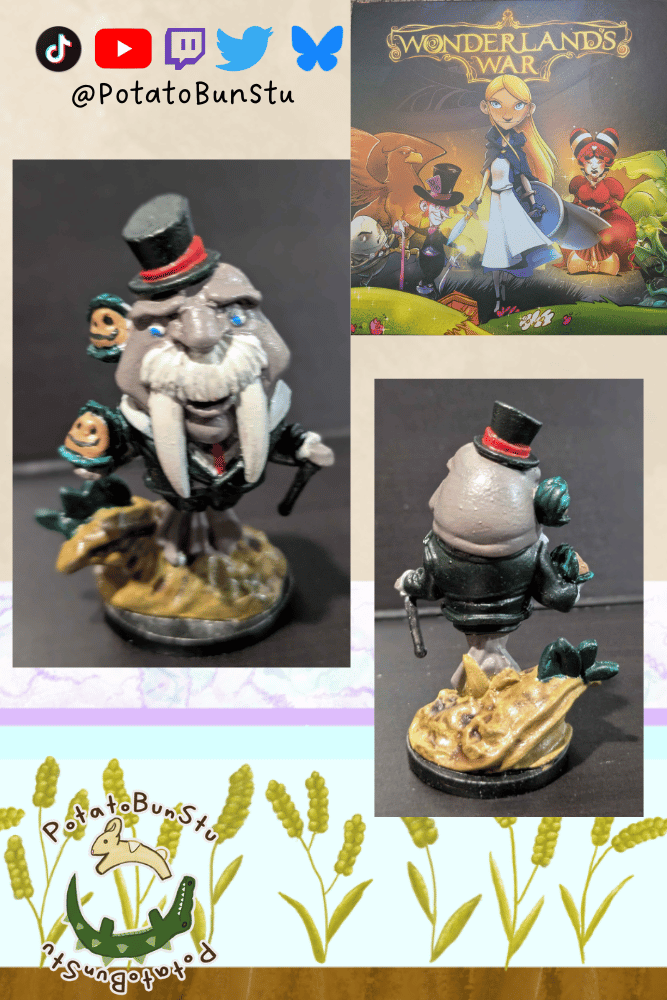 The sweet little clams are so cute, but I remembered that the walrus eats them by tricking them. Was a superfun pint job. I was so tired of red. The change of color was welcomed.
#BoardGameArt #Miniatures #HobbyPainting #wonderlandwars