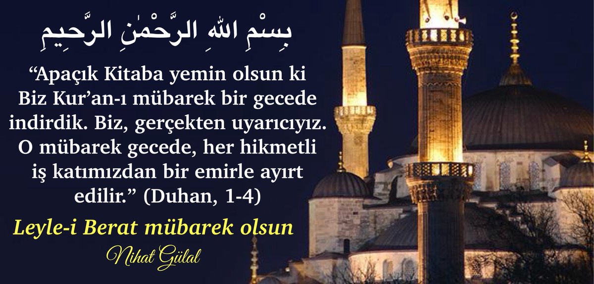 Rabbim bizleri beratını hakkıyla alan kullarından eylesin. Leyle-i Berat mübarek olsun.”🌙🌹🤲
