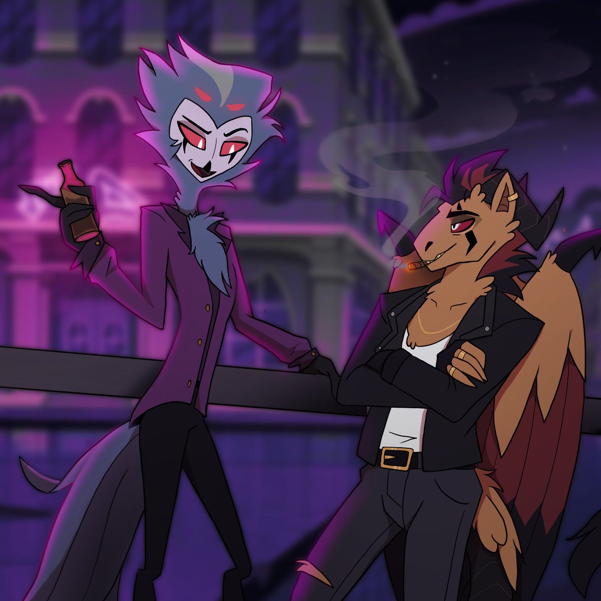 Having a light hearted convo. 
Learning the ropes how to survive in hell. 

( Credits go too who ever drew the background. it is a edited screenshot from the show ) i cant draw bg’s for the life of me 😭

#Hellaverse #HelluvaBoss #HelluvaBossoc #Stolas #HelluvaBossStolas