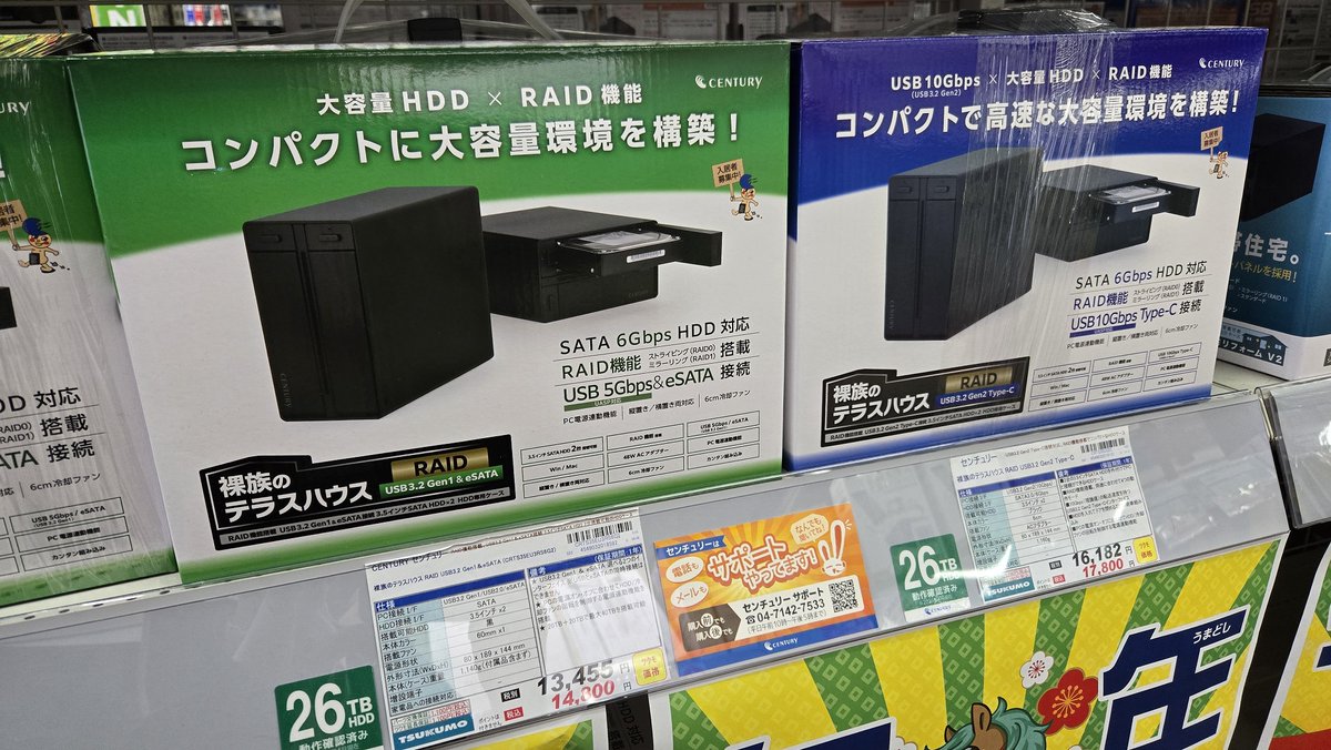 3F】 2台のHDDを手軽に外付け化、しかもRAID対応 『裸族のテラスハウス