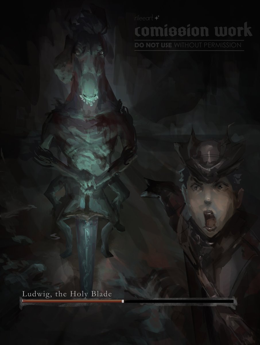 rileeart_'s tweet image. comms for @FrenziedEyes 
damn i should pick up bloodborne one day since sony never ported bb to pc 💔

#bloodborne #fromsoftware #darksouls #eldenring