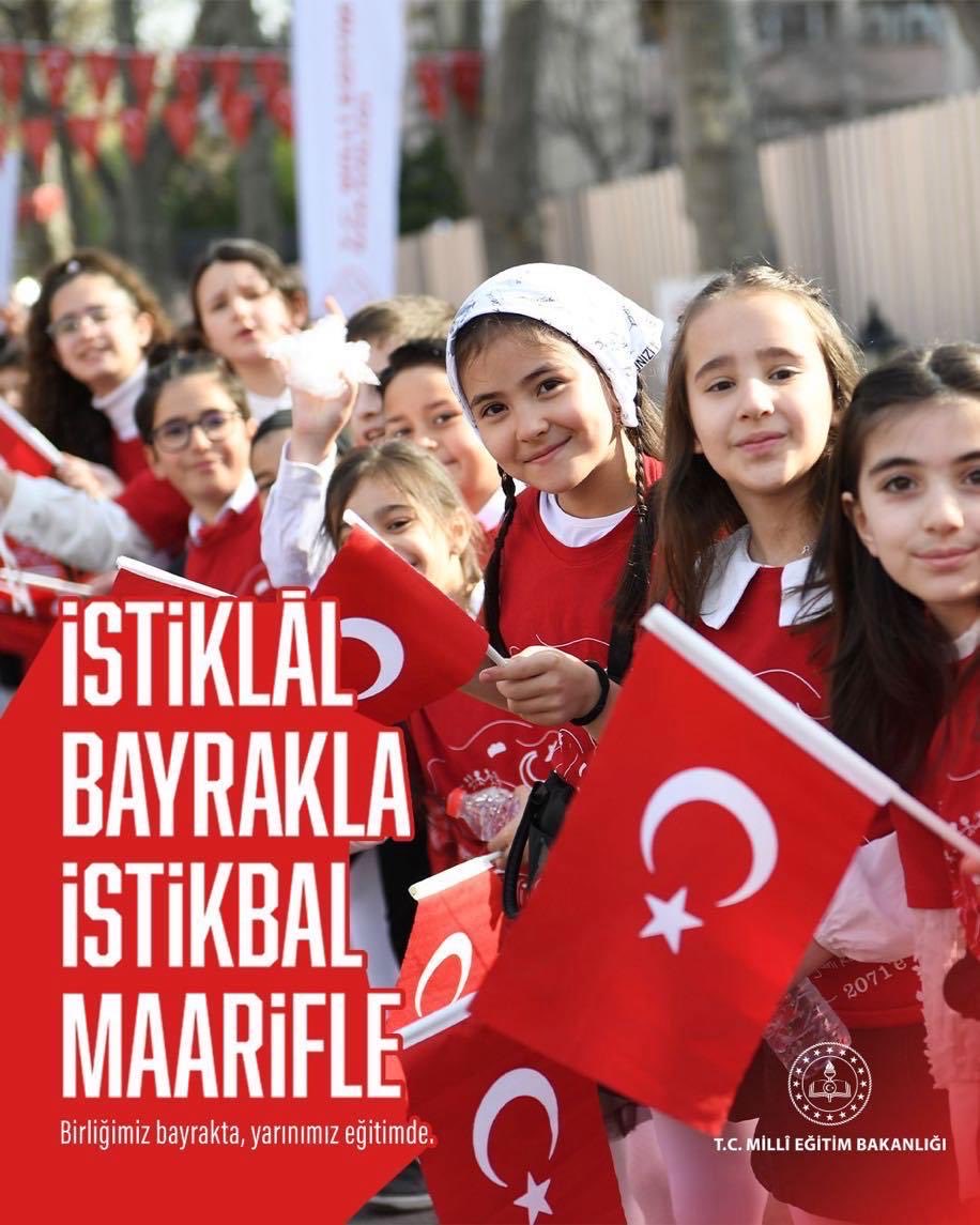 Bayrağımız Ortak Değerimiz, Birliğimiz En Büyük Gücümüz

#İstiklalBayraklaİstikbalMaarifle
#YuregimizBayrakGeleceğimizVatan
#AyYıldızGöklerdeBirlikKalplerde
#BayraklaBaşlayanOkulBirlikleBüyüyenGelecek

<a href="/tcmeb/">Millî Eğitim Bakanlığı</a> <a href="/Yusuf__Tekin/">Yusuf Tekin</a> <a href="/drazizyeniyol/">Dr. Abdülaziz YENİYOL</a>