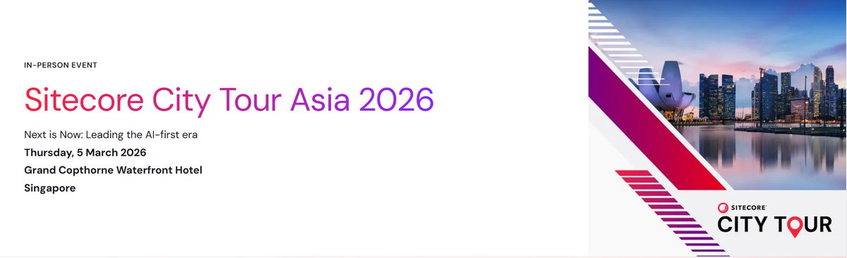 🚀 Join us in Singapore on 5 March for Sitecore City Tour Asia 2026! See #SitecoreAI in action with demos, case studies, and insights from industry experts. 📷 Early registrants can win Apple gift cards or iPhone! Register: sitecore.com/resources/even… #AgenticStudio