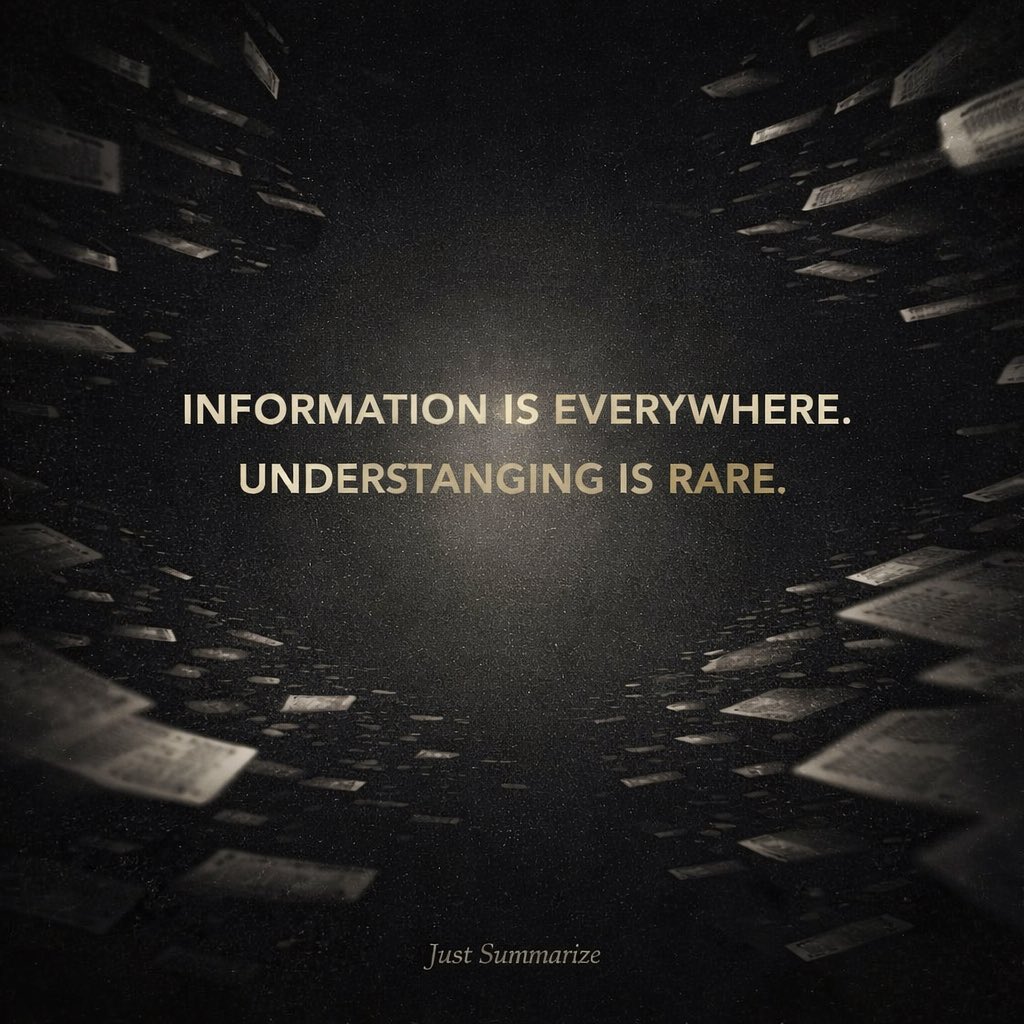 Justsummarize's tweet photo. We’re drowning in content,
but starving for meaning.

#JustSummarize https://t.co/0aIXb5iEIx