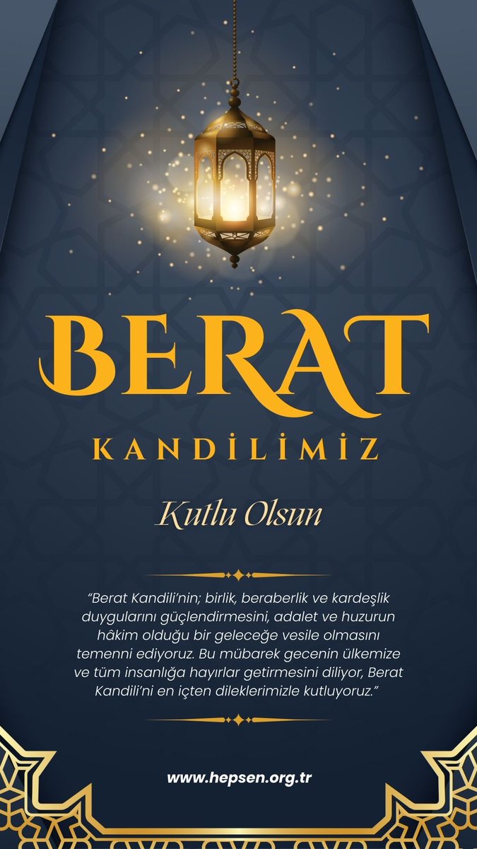 Berat Kandilimiz Mübarek Olsun! 

HEP-SEN  

Türkiye'nin En Genç ve Dinamik Yeni Nesil Sağlık Sendikası <a href="/hepsen_2020/">HEP-SEN</a>

 🌐 hepsen.org.tr
 ☎️ 0216 759 44 14
 🎥 Medya Ağımız:
 👉 linktr.ee/hepsen_2020

#BeratKandili #Beratgecesi #BeratKandilimizMübarekOlsun