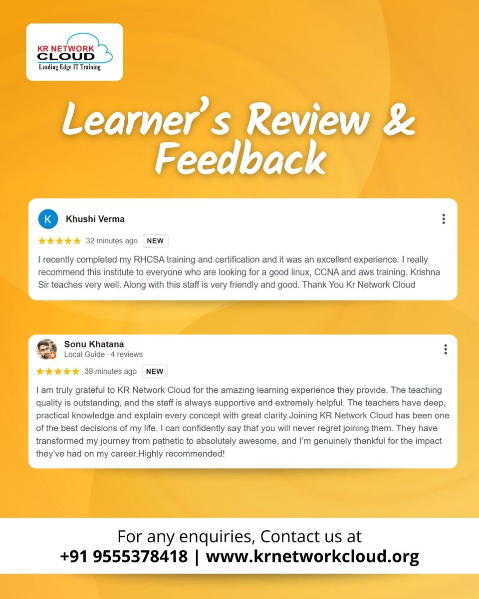 KRNetworkCloud1's tweet image. REAL LEARNING. REAL FEEDBACK. REAL CAREERS

If you’re planning to build a long-term career in IT, this is where your learning journey should begin.

📞+91 9555378418
🌐krnetworkcloud.org

#krnetworkcloud #itreviews #linuxtraining #ccnatraining #itcareers #skilldevelopment