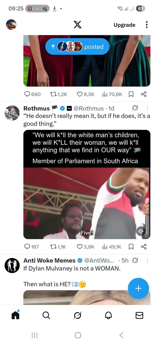 Look at what X allows to be posted. Look at what the commentator says. React to it and say you want the same for them, then yoyr account gets blocked or suspended.