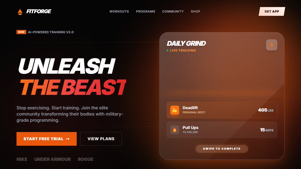 sparkstudiosHQ's tweet image. Just dropped: FitForge ⚡
A fully responsive fitness platform designed &amp;amp; built at Spark Studios.
Desktop → Tablet → Mobile
All seamlessly adaptable.
The details matter. 🎯
#WebDesign #ResponsiveDesign #Framer #Startup