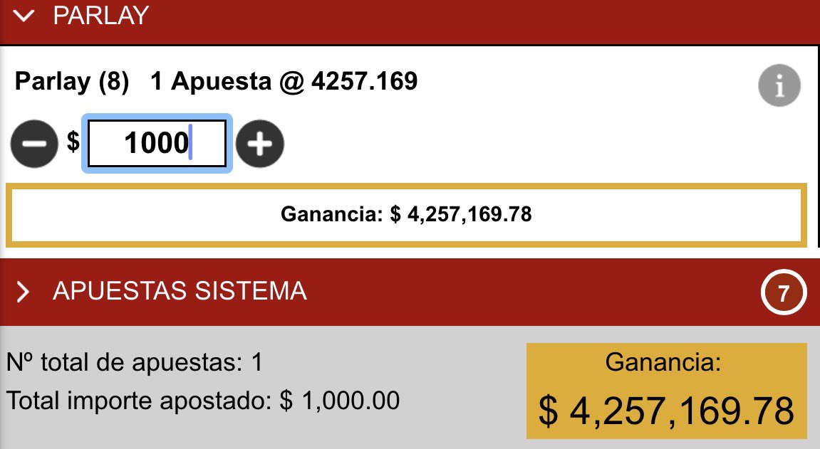 Para iniciar la semanita me arme un parlay de 4 millones de pesos suena muy loco pero estaría bien iniciar febrero ganando👀🔥

Se lo voy a regalar a todos los que dejen su ❤️y🔁 comenta listo y te lo mando‼️