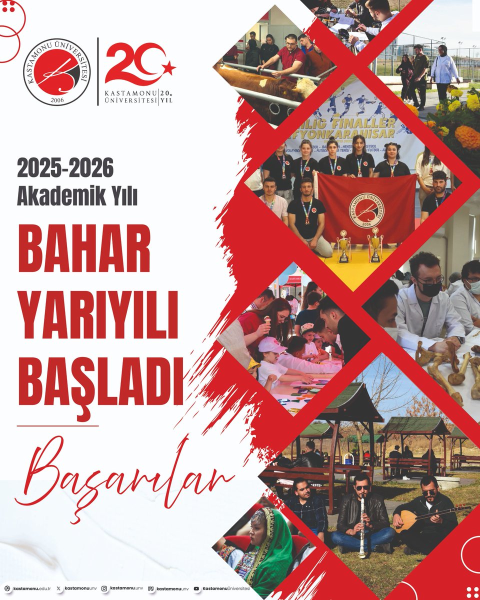 Yeni başlangıçlar, yeni umutlar, yeni başarılar! 🌸
Üniversitemizde bahar yarıyılı bugün başladı. 📚✏

Kuruluşunun 20. yılını kutlayacağımız bu özel dönemde tüm öğrencilerimize, akademik ve idari personelimize verimli ve başarılı bir dönem diliyoruz. 💫

#KastamonuÜniversitesi