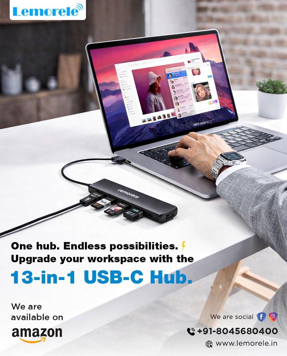 lemorele_india's tweet photo. One hub. Endless possibilities ⚡
Upgrade your workspace with the 13-in-1 USB-C Hub—clean, powerful, and made for productivity.
Visit Our Website - https://t.co/MJ904cdfDB
Book/Buy on Amazon - https://t.co/gl0QwWu915
#Lemorele #USBCHub #WorkspaceUpgrade #TechEssentials https://t.co/JgpVyNeaKH