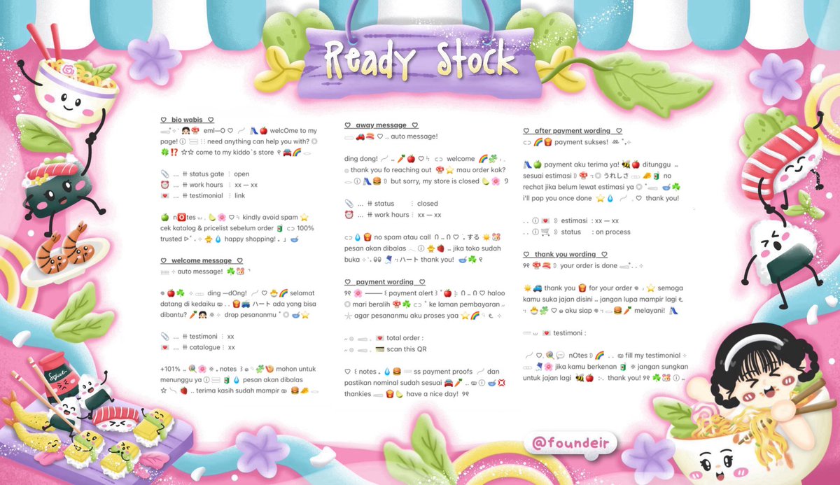 ofKathie's tweet image. ⠀
. . 𓏲 🌸  ♡︭  help retweet?  thank you!  ⊹

Ი ⑅ Ი 🧸 ₊ hemlO’ sobat imut . . ◎ 🥣 kath bawain ready stock 💭 𖦹 wording bundle set up ⑅ 🎀🍰 𖠗 theme cute, pink, kidcore &amp;amp; classy യ˚₊ 🍀 scroll for detail!  ៶៲៸

୨୧ 💌 ——— ꒰ IDR. 28.000 ꒱
ⓘ  #zonauang 🍦
⠀