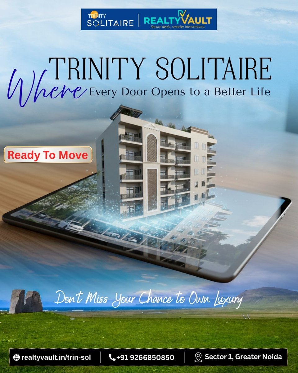 trinitysolitair's tweet photo. Your future home just stepped out of the screen.
Trinity Solitaire โ where everyday living feels better.
๐ Sector 1, Greater Noida
๐ +91 9266850850
๐ https://t.co/VEYCpDGL12
.
#trinitysolitaire #realestate #realestateindia #luxuryliving #dreamhome https://t.co/d3aEiOf20h