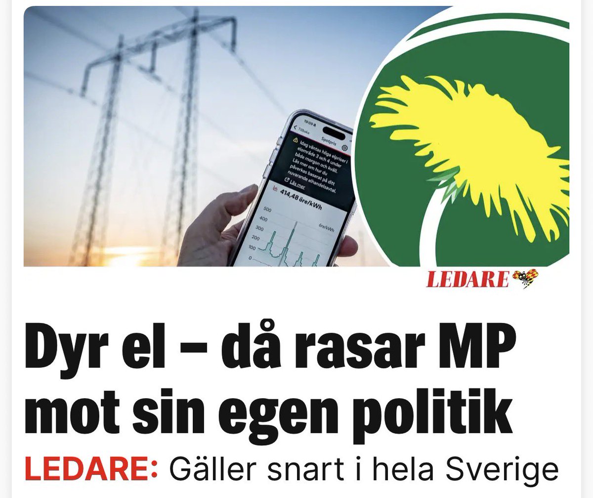 RichardHerrey's tweet photo. Det är Miljöpartiets egna högst medvetna mål och politik som orsakar högre elpriser och högre avgifter. Att då rasa mot dyr el är minst sagt magstarkt. https://t.co/EBn4tMjWv0 https://t.co/bv5KMU7ANB