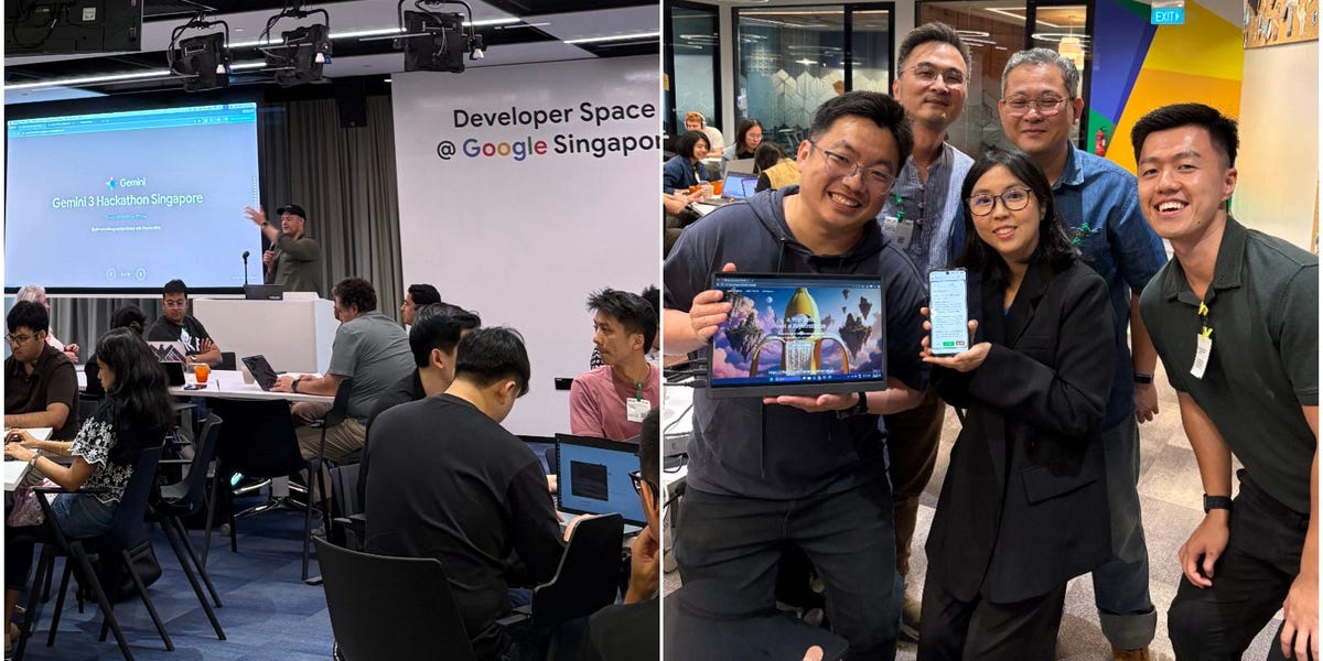 tali9119's tweet photo. I embedded myself in a vibe coding team at Gemini's AI hackathon in Singapore. Building an app in 7 hours takes real work.: I followed a hackathon team as they raced to vibe code an app in seven hours at Google's Gemini 3 Hackathon in Singapore. https://t.co/g2yNSP8v3J https://t.co/eDM4E2z0EY