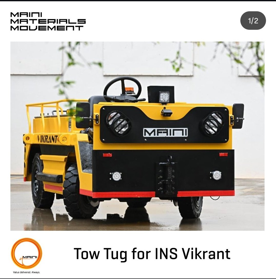 vigneshaero02's tweet photo. A version of this could replace the existing tugs on Vikrant and Vikramaditya. Saves a lot of space. Increase rate of aircraft movements, added flexibility. https://t.co/8s2MjVEjxZ