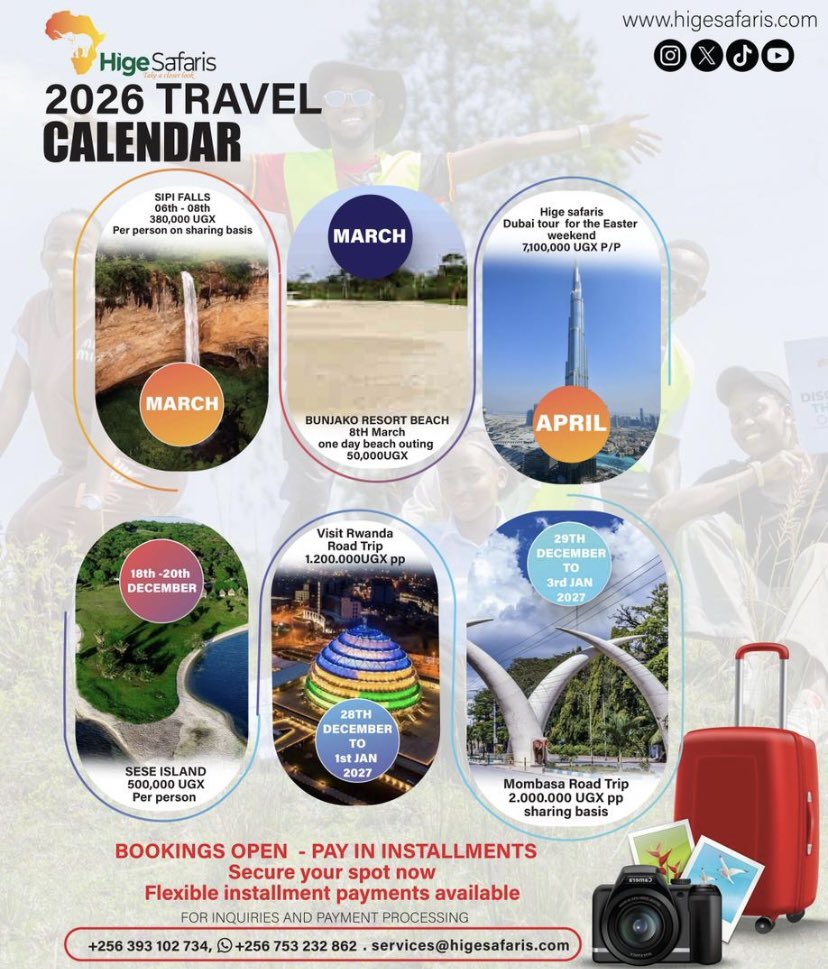 higesafaris's tweet photo. February is here!!! The month of love ❤️ 
Why not utilize this affordable and friendly packages from us!!!

For me details reach us on WhatsApp +256704075252 @PatraAgasa @MarvinTheGuide @Kainembabazi22 @Nabimara_Paul @Sammy_Travels https://t.co/vkjrNdEqzi