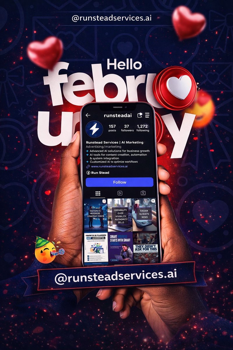 runsteadai's tweet image. Hello February! Ready to kickstart your business growth this month? Let’s power up with AI-driven solutions that simplify processes, enhance efficiency, and elevate your strategy. Follow @runsteadservices.ai for the latest updates!

#RunsteadServices #AIForBusiness #SmartGrowth