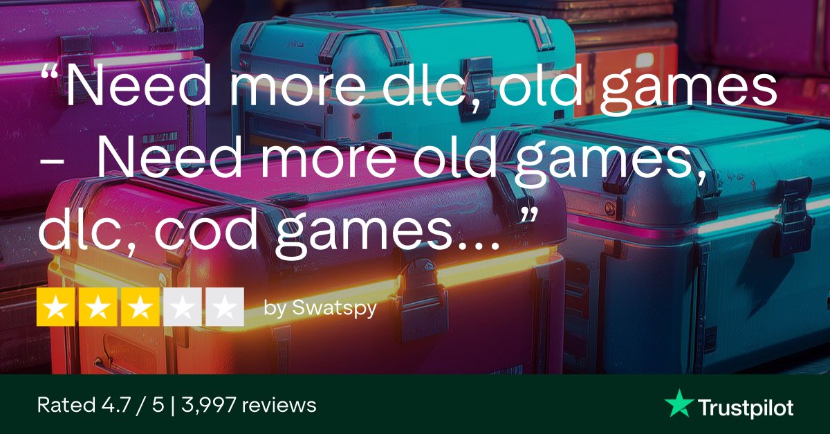 YUPLAY_COM's tweet image. Feedback like this keeps us improving! 😎
Classic games, DLC, COD… we’re listening 👀
🎮 9,699 games available
🧩 3,158 DLCs available
#YUPLAY #PCGaming #GameDeals #TrustPilot