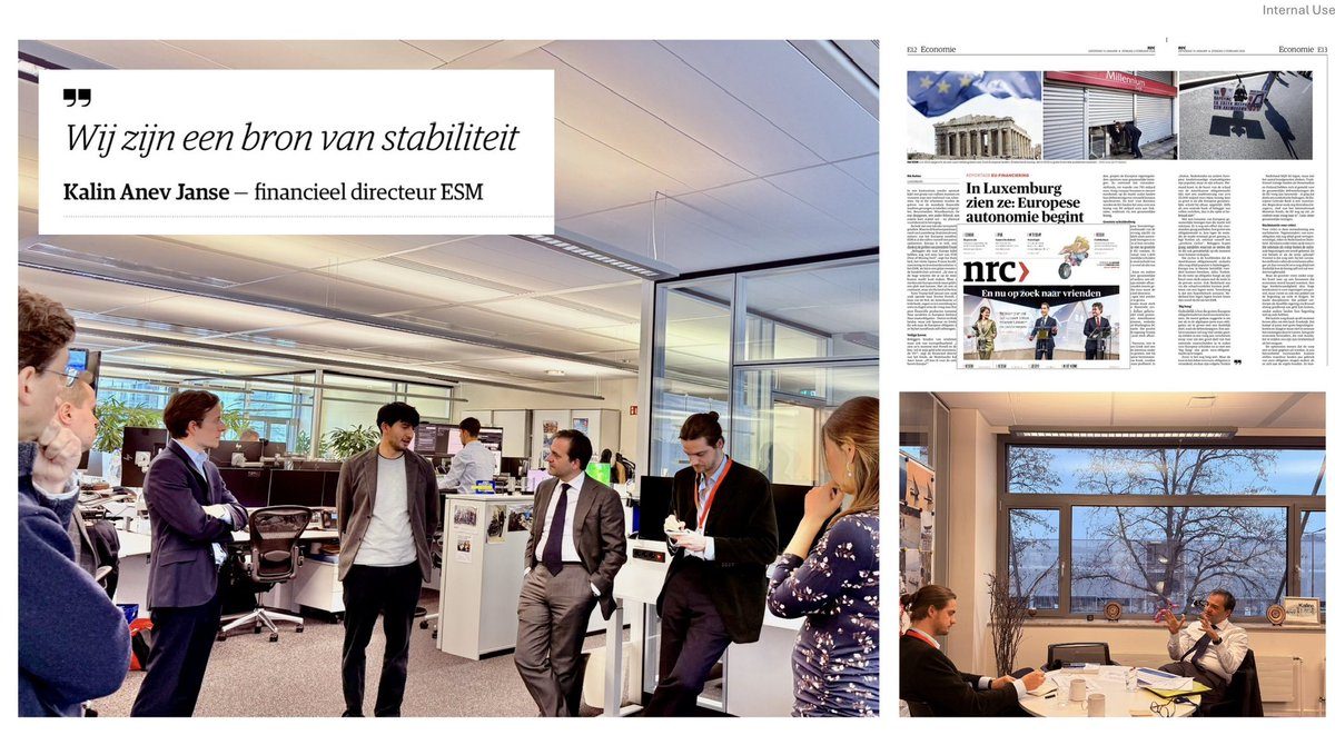 kaanev's tweet photo. We hosted @RikRutten @nrc 🇳🇱 in our @ESM_Press trading room in Luxembourg. His piece: https://t.co/2nMVdgGswU

Key points: strong 2026 market open, rising demand for euro &amp; European safe assets, ESM’s role in stability, and Europe’s path to strategic autonomy.
🇪🇺💪 https://t.co/I22R9ZsDlC
