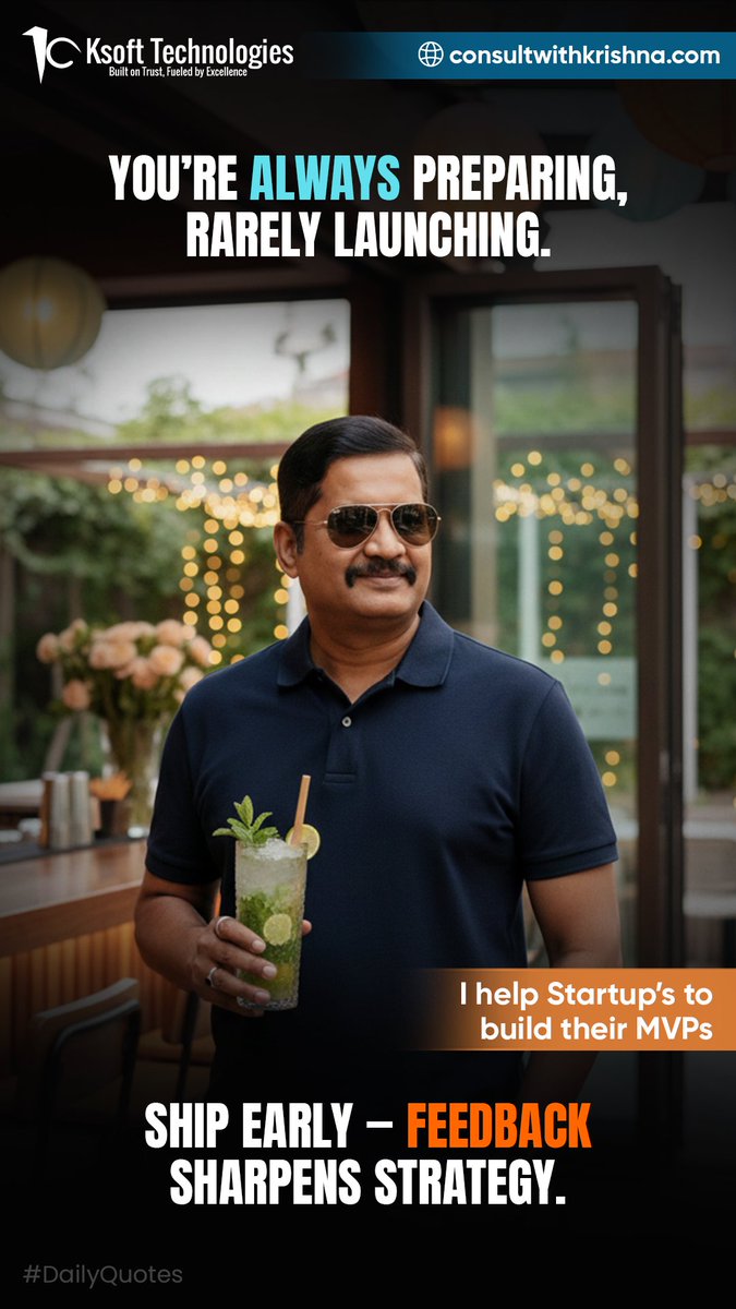 Krishna28532144's tweet photo. If you’re always preparing, you’re delaying progress. Launch early, learn faster, and let real feedback shape the strategy.

#ShipEarly #StartupExecution #BuildInPublic #MVPLaunch #FounderMindset #FastFeedback #IterateFast #StartupLessons #BusinessGrowth #KsoftTechnologies https://t.co/JHDT28ZU8G