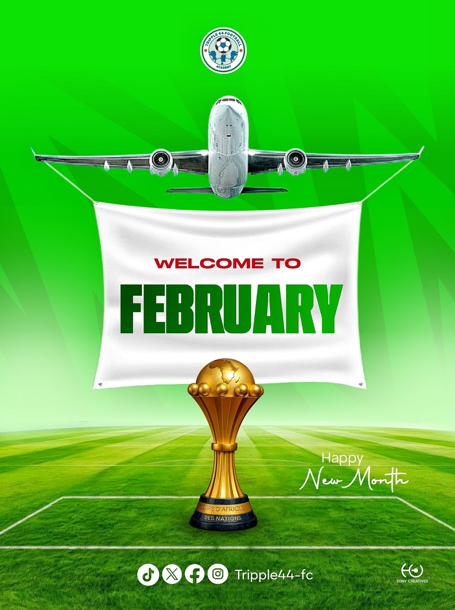 A season of work behind us.
This February, we lift dreams, raise standards, and push goals beyond boundaries. ⚽✈️

#Tripple44 #February #NewMonth #Lift #Boundaries