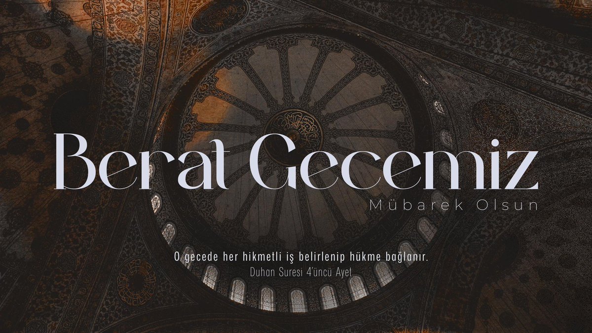 EmineErdogan's tweet photo. Aziz milletimizin ve İslâm âleminin Leyle-i Berat’ını tebrik ediyorum. 

Tüm kalplerin rahmet ve mağfiret iklimiyle aydınlandığı kutlu #BeratGecesi’nin, bizleri birlik içinde Ramazan-ı Şerîf’e kavuşturmasını diliyorum.

Gecemiz mübarek olsun. https://t.co/D0hQQp6R2C