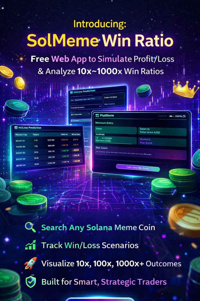 solmemewinrate's tweet image. 🚀 SolMeme Win Ratio is coming.

Track meme coin trades.
Know your win/loss ratio.
Trade smarter on Solana.

Early access soon 👀
#Solana #MemeCoins #CryptoTools #SolanaTrading