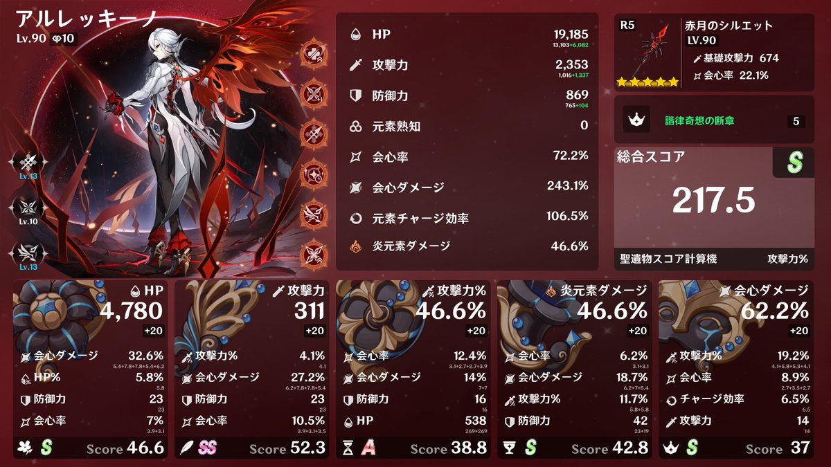 久しぶりに召使の聖遺物更新✌️✌️✌️