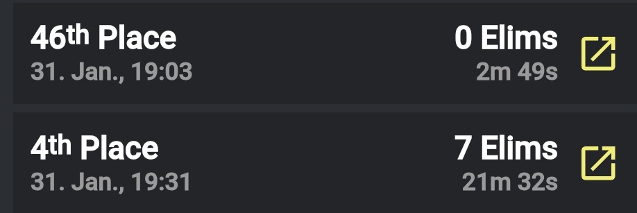 hab jetzt mal nachgeguckt 1. runde gamecrash und dann 25 Minuten queue hahaha wären ja easy div 2