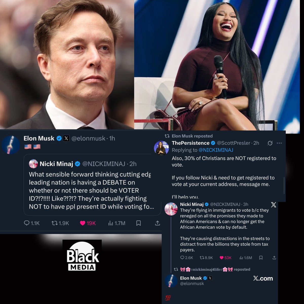 Elon Musk is ten toes down behind Nicki Minaj. 💪🏽😎