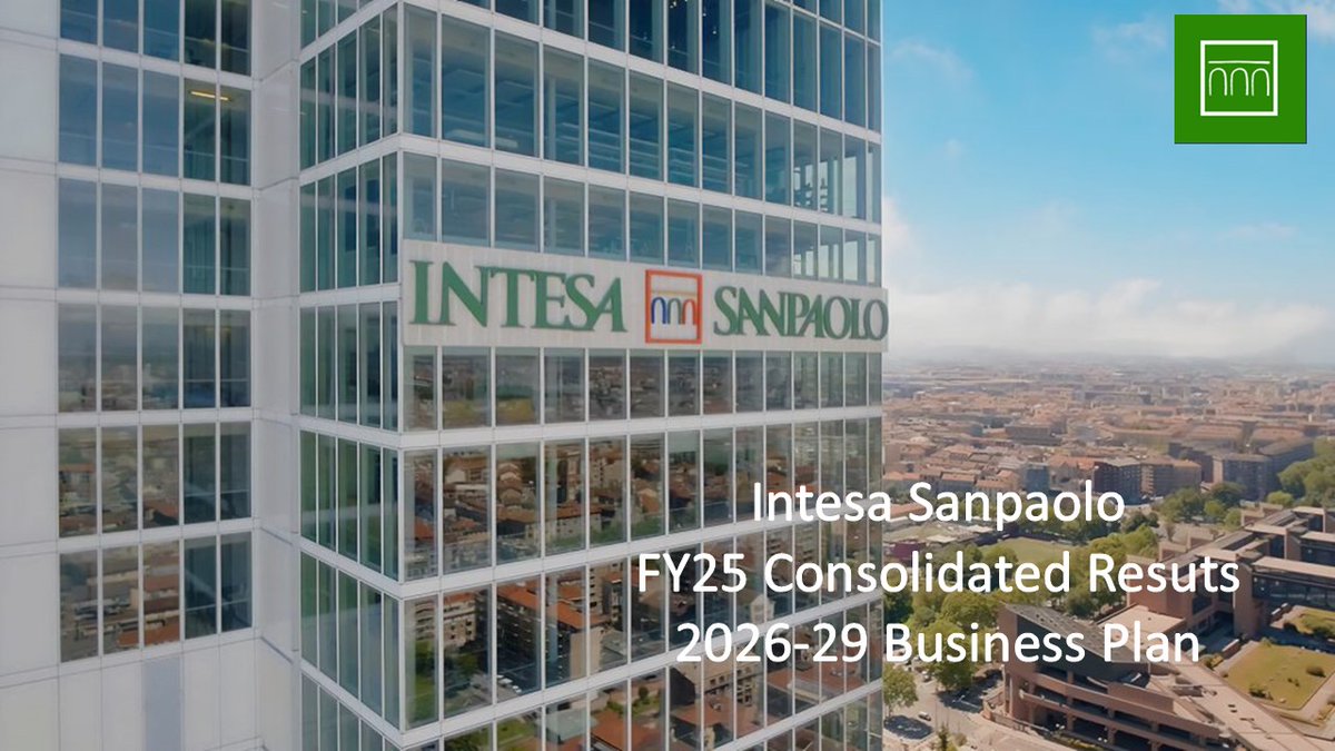 intesasanpaolo's tweet photo. 🟢 #Financial #Earnings #IntesaSanpaolo
📍 €9.3 bn Net Income, best year ever
📍 Lowest-ever Cost/Income ratio: 42.2% best-in-class in Europe
📍 Dividends: €6.5 bn cash dividends of which €3.2 bn paid in Nov25 as interim dividend
📍 ROE: 18%
🔗 https://t.co/fvwLuJTnhY https://t.co/BT8j12fQKa