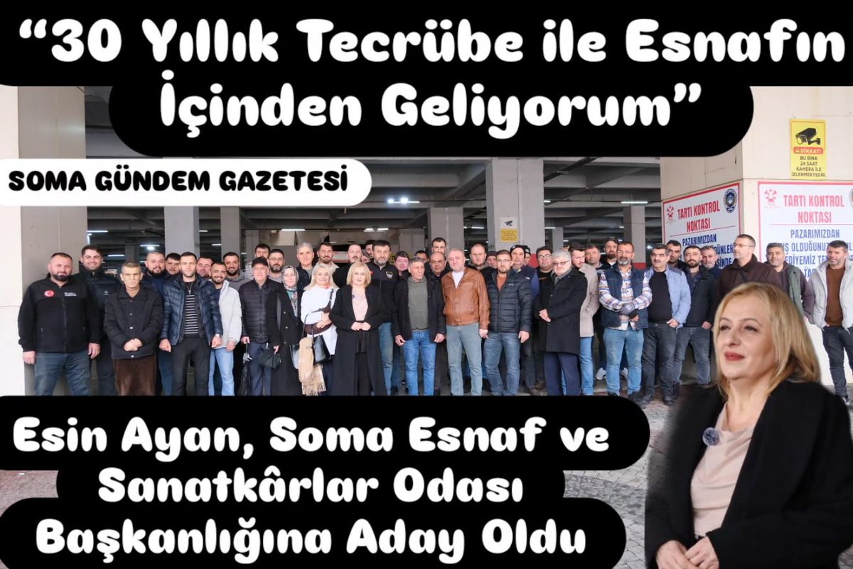 Soma Esnaf ve Sanatkârlar Odası’nda 30 yıl boyunca görev yapan Esin Ayan, edindiği bilgi, tecrübe ve saha deneyimini bir adım ileriye taşımak amacıyla Soma Esnaf ve Sanatkârlar Odası Başkanlığına aday olduğunu açıkladı.

Haberin detayları

instagram.com/p/DUPwNSMDAul/…