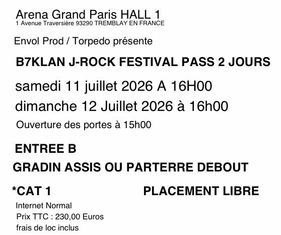 WTS selling my CAT 1 ticket to B7KLAN J-ROCK FESTIVAL PASS 2 DAYS for face value but I don’t mind getting a bit less than what I paid for it. #jrock #visualkei