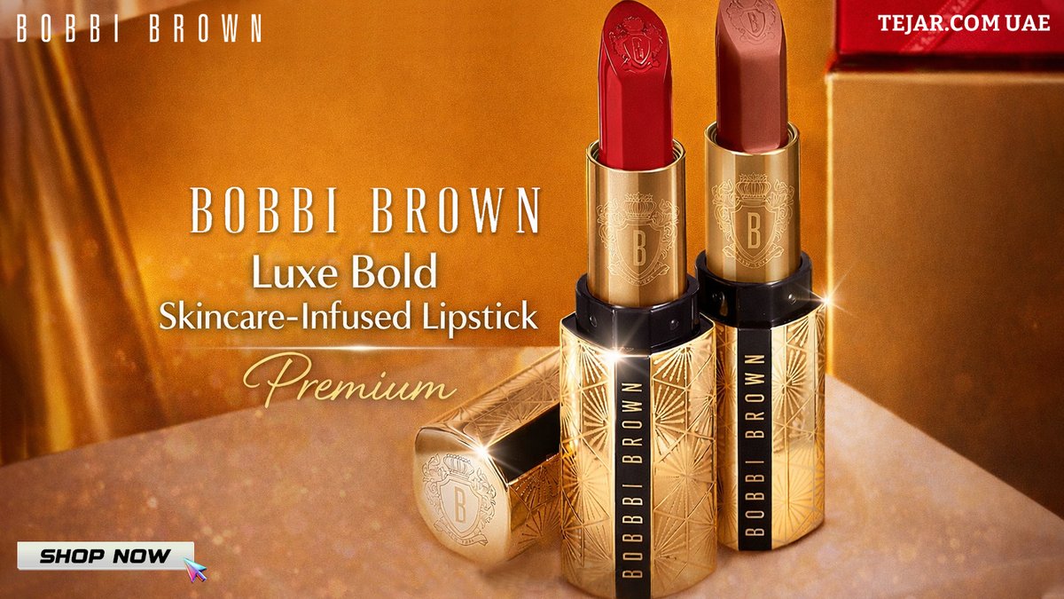 TejarUAE's tweet photo. Bold lips, nourished naturally ✨ Bobbi Brown Luxe Bold Skincare-Infused Lipstick now on Tejar!
#BobbiBrown #LuxeBoldLipstick #SkincareInfused #TejarBeauty #BoldAndBeautiful #LipstickGoals #MakeupLovers #BeautyEssentials #GlamUp https://t.co/0z837nrYsB