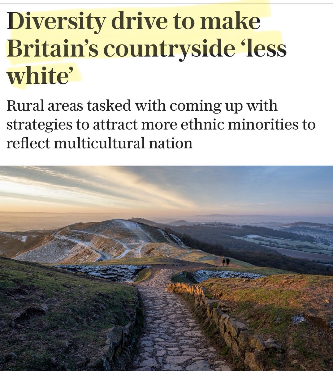 Labours new deranged plan is to make the countryside “LESS WHITE”.

A £108,000 taxpayer funded report proposes DEI hiring, changing food and facilities to suit “non-white preferences”, and restricting dogs because some groups are uncomfortable with them.

This isn’t about access.