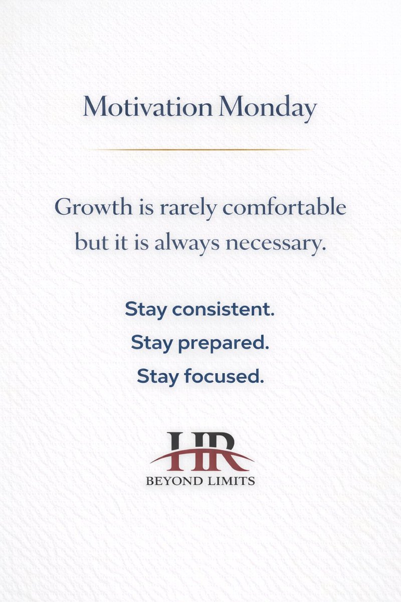HR_BeyondLimits's tweet photo. Growth will push you out of your comfort zone and that’s the point.
Keep showing up. Progress follows consistency.
#hrbeyondlimits
#motivationmonday https://t.co/drC5ZbtzZ0