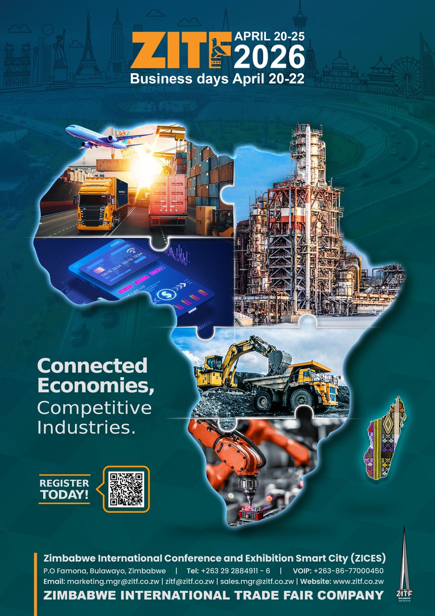 ZITF1's tweet image. Under the theme Connected Economies. Competitive Industries.
#zitf2026 positions Africa as a unified industrial powerhouse where regional integration meets global opportunity by linking infrastructure, innovation and value-added production. Let's meet at #zitf2026 a platform