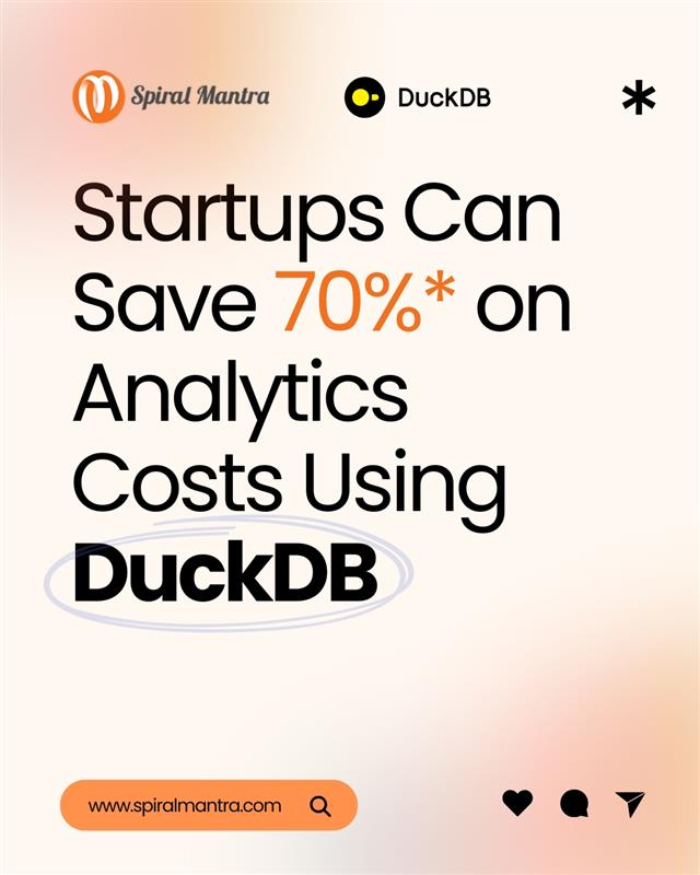 spiral_mantra's tweet photo. Most startups fail early because of expensive decisions. With #DuckDB, startups can cut analytics costs by up to 70% without sacrificing speed or insight. 

#DuckDB #StartupAnalytics #CostEfficientAnalytics #ServerlessAnalytics #DataWithoutWarehouses  #spiralmantra https://t.co/vMLk00xsIK