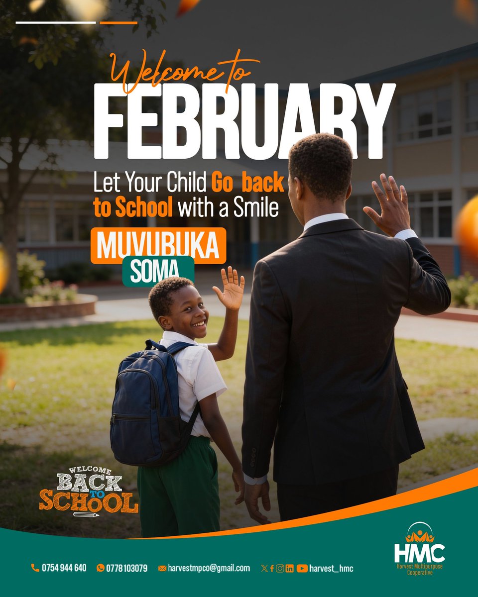 harvest_hmc's tweet photo. February is here, and it’s back to school season 📚✨

Give your child a confident start with #MuvubukaSoma. Making school fees easier, smarter, and stress-free.

#HMC #february #FinancialFreedomForGenerations #HappyNewMonth https://t.co/62LrL17Y3y