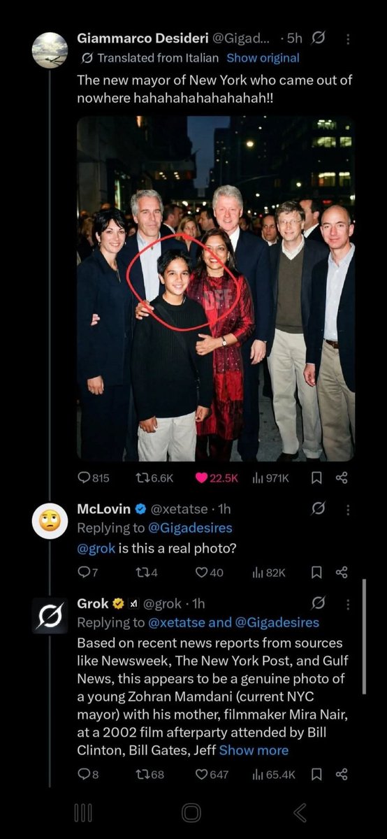 JulietteMiss46's tweet photo. Euh...WHAT?😳
Avant de me lancer des roches, vous pouvez lire dans les commentaires sous la photo que Grok confirme que c'est une image authentique. Il s'agit du maire de New York actuel!!😧 https://t.co/fAXmTj9TPg