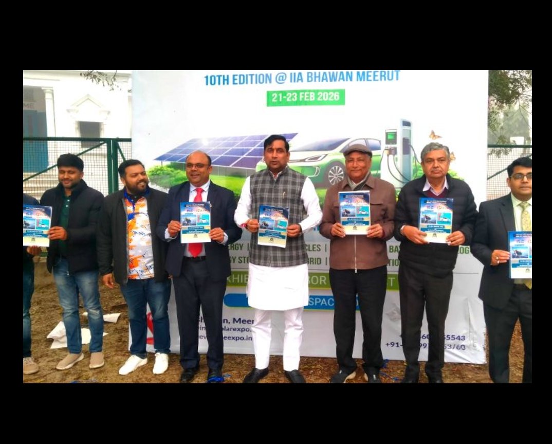 IiaMeerut's tweet photo. Press Conference was held at Victoria Park Cricket Ground for the Unveiling/Soft launch of *India Solar &amp; EV Expo 2026*.
Dr. Somendra Tomar, Staue Minister for Energy &amp; New Energy Sources was the Chief Guest for the occasion.
 @iiaonline https://t.co/Yw5SGccg0a