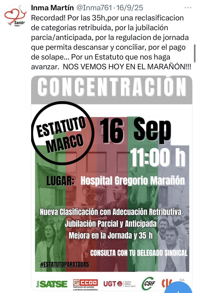 El trabajo está mal repartido Inma:

Tú pides 35h para ti, y te parece que 48 es poco para los médicos… definición gráfica de ser una jeta

No importaría el sector o estamento, quien tiene este tipo de discurso es simplemente mal compañero

y el sistema te importa un bledo