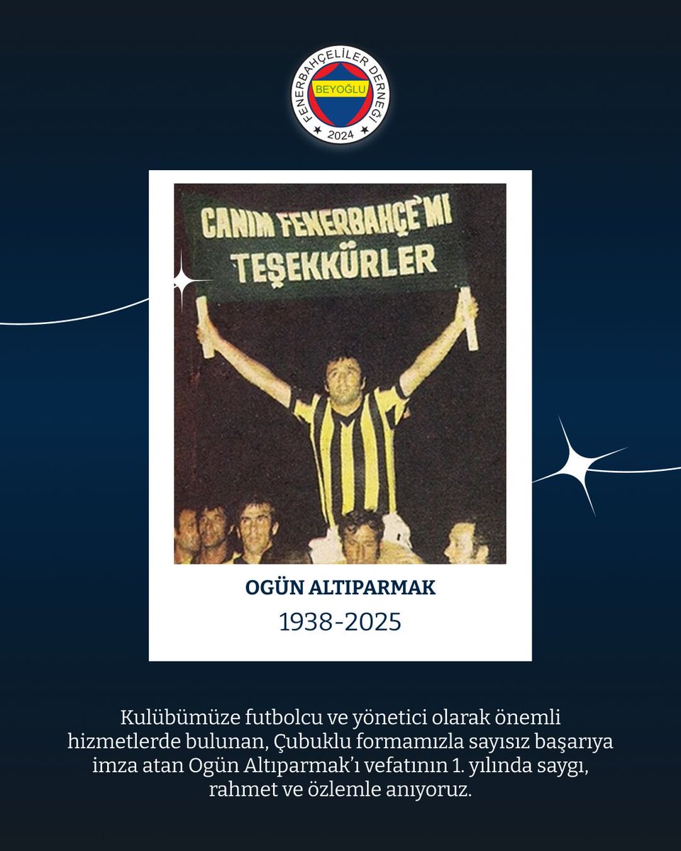 Kulübümüze futbolcu ve yönetici olarak önemli hizmetlerde bulunan, Çubuklu formamızla sayısız başarıya imza atan Ogün Altıparmak’ı vefatının 1. yılında saygı, rahmet ve özlemle anıyoruz.