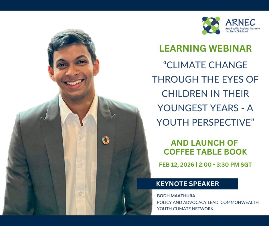 ARNECnet's tweet photo. Join our upcoming webinar to understand how youth can amplify calls for policies that protect and nurture young children. Our key speaker is Bodh Maathura from Sri Lanka. He is currently inaugural Chairperson of the Commonwealth Asia Youth Alliance.  

https://t.co/FRJynWzNZH https://t.co/OI3RgXWTwZ