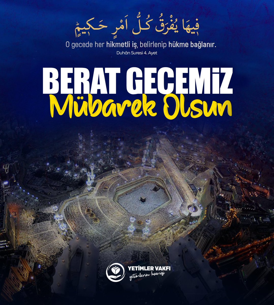 YetimlerVakfim's tweet photo. Berat Gecemiz Mübarek Olsun

❝O gecede her hikmetli iş, belirlenip hükme bağlanır.❞
Duhan Suresi 4. Ayet

#BeratKandili https://t.co/IALswjFiR0
