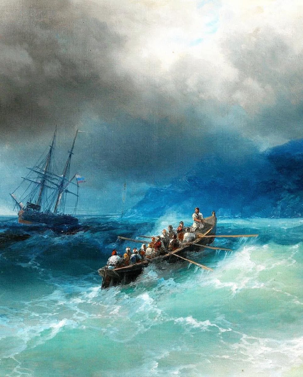 Ivan Aivazovsky - "Storm over the Black Sea (detail)" (1893)