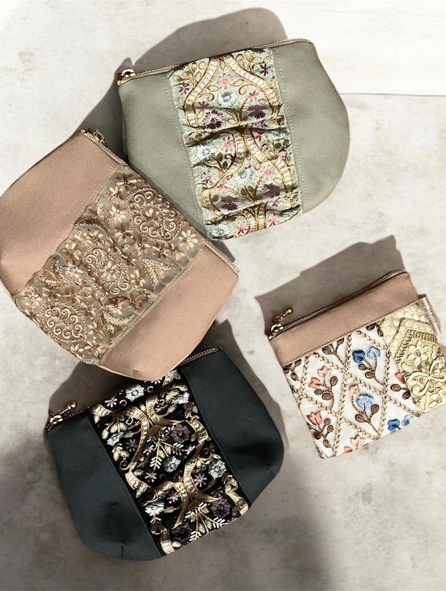 user_c7d7d101ページ インド刺繍リボン　ポシェット　ポーチ インド刺繍リボンのポーチとポシェット。 店頭で大人気です。